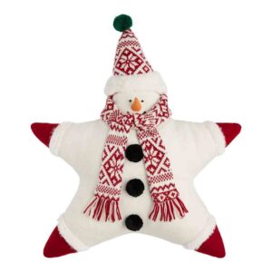 Star Shaped Snowman Throw Pillow